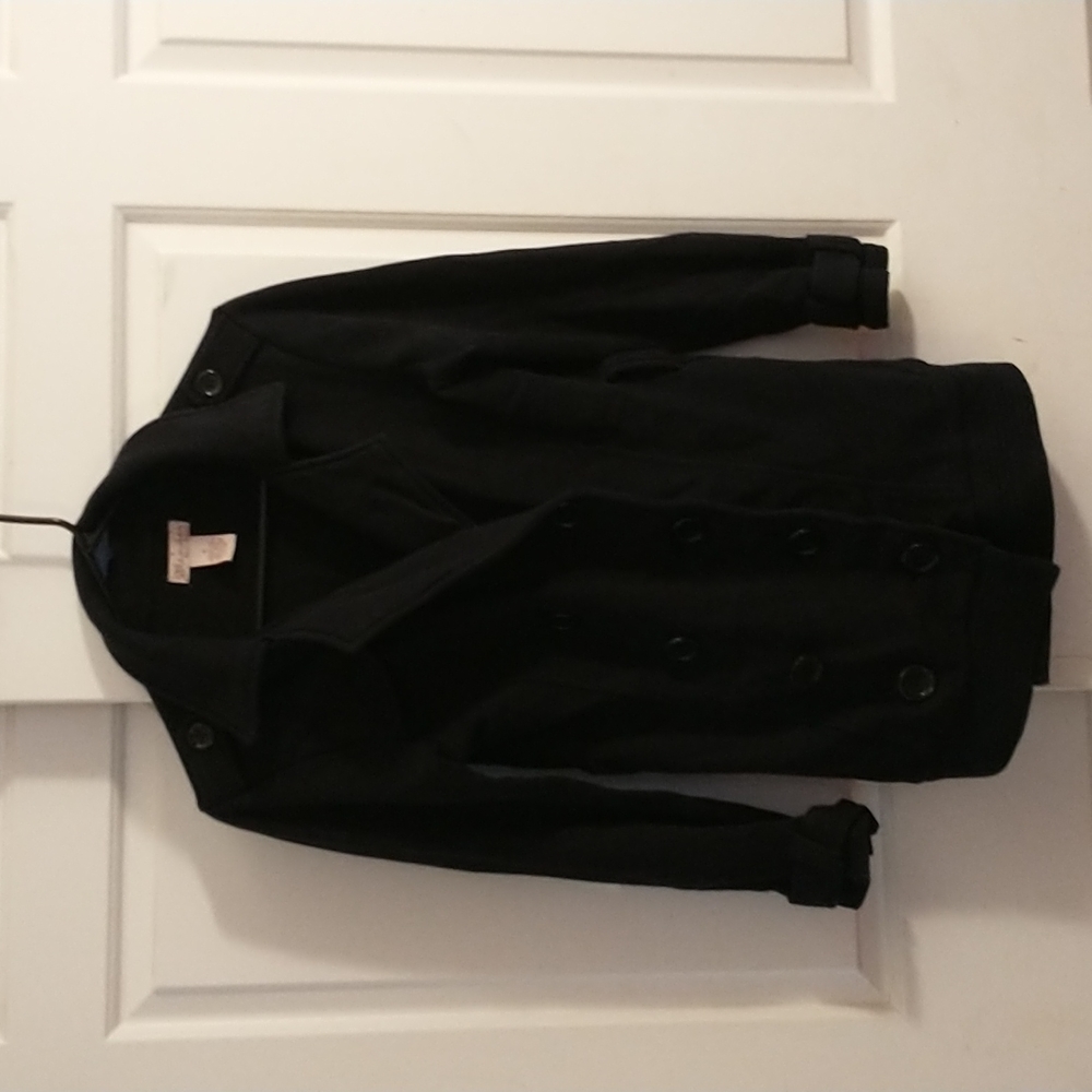 J.J. Basics Black Trench Coat Women's size Small